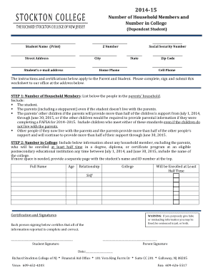2014-15 Household and College Enrollment Form