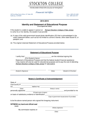 Identity and Statement of Educational Purpose