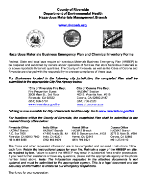Hazardous Materials Business Emergency Plan
