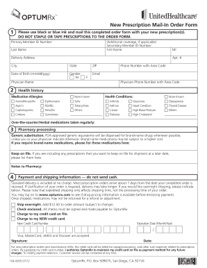 New Prescription Mail-In Order Form