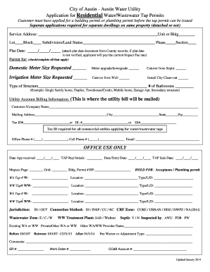 Austin Water Utility Residential Tap Permit Application