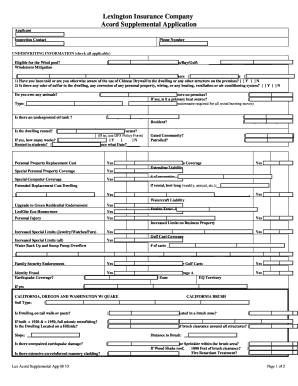 Lexington Insurance Supplemental Application