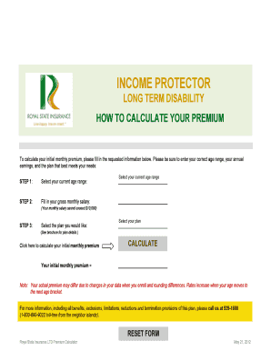 Income Protector Long Term Disability Premium Calculator