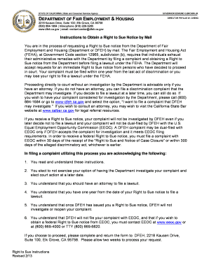 California Employment Right to Sue Notice