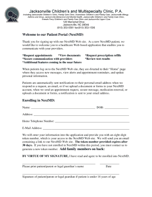 NextMD Patient Portal Enrollment Form