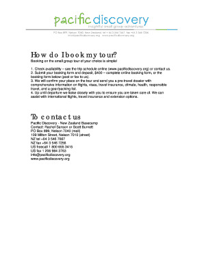 Pacific Discovery Tour Booking Form