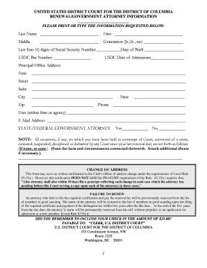 US District Court Attorney Renewal Form