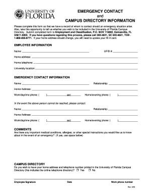 University of Florida Emergency Contact Form