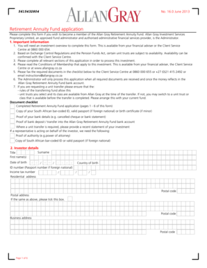 Allan Gray Retirement Annuity Fund Application