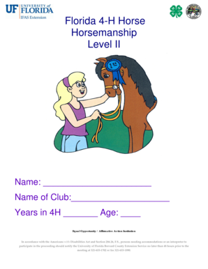 Florida 4-H Horse Horsemanship Level II Form