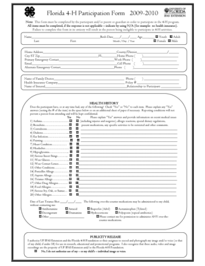 Florida 4-H Participation Form