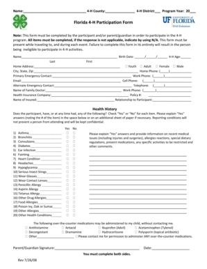 Florida 4-H Participation Form