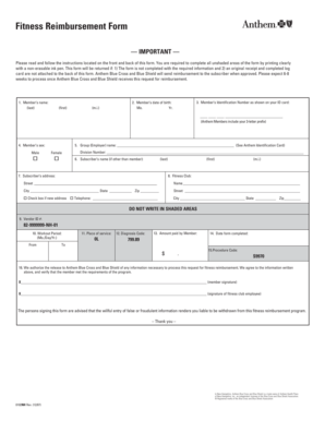 Fitness Reimbursement Form
