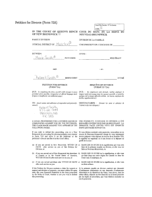 form 72a petition for divorce