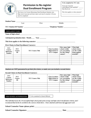 Dual Enrollment Permission Form