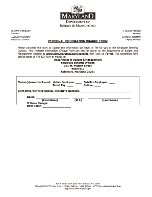 Maryland Personal Information Change Form