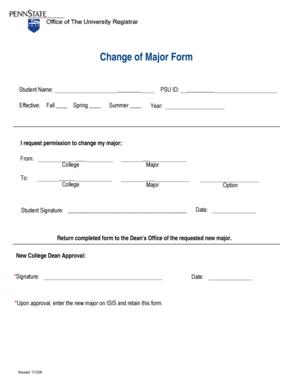 Change of Major Form