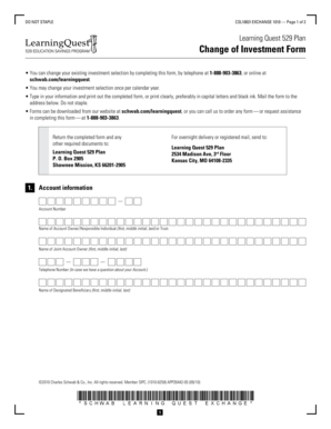 Learning Quest 529 Plan Change of Investment Form