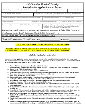 UK Chandler Hospital Security ID Application