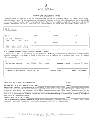 Change of Ownership Form