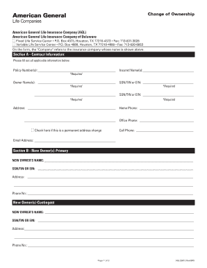 Change of Ownership Form
