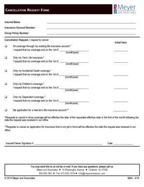 Insurance Cancellation Request Form