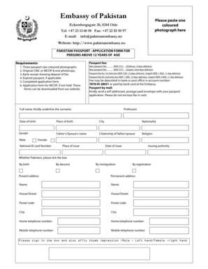 Pakistani Passport Application Form