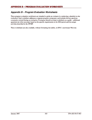 Program Evaluation Worksheets