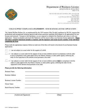 Nevada Child Support Compliance Statement