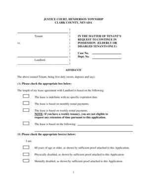 Tenant Request to Continue in Possession Affidavit