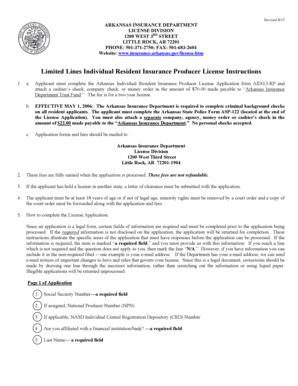 Arkansas Individual Resident Insurance Producer License Application
