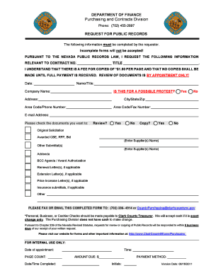 Nevada Public Records Request Form