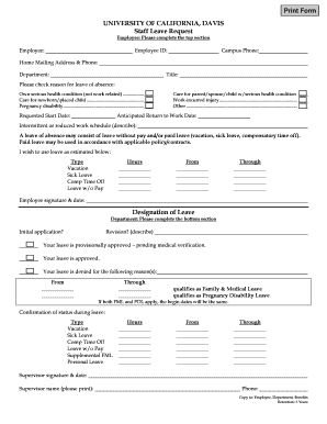 University of California Davis Staff Leave Request Form