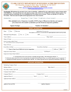 Clark County Fire Permit by Inspection Application