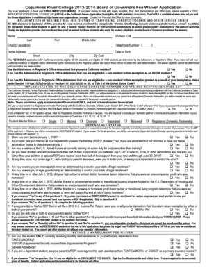 California Board of Governors Fee Waiver Application