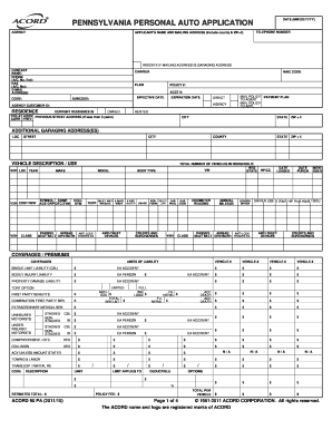 Pennsylvania Personal Auto Application