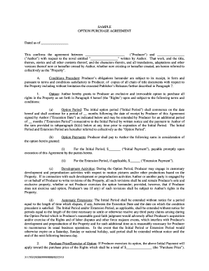 Option Purchase Agreement for Literary Property