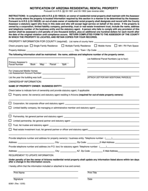 Arizona Residential Rental Property Notification