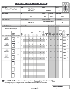 Massachusetts Weekly Certified Payroll Report Form