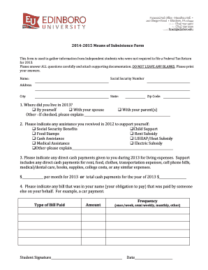 2014-2015 Means of Subsistence Form