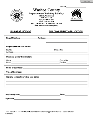 Washoe County Building Permit Application