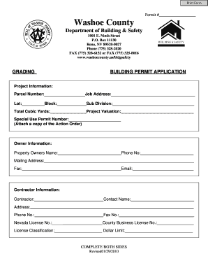 Washoe County Building Permit Application