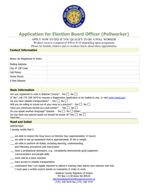 Application for Election Board Officer (Pollworker)