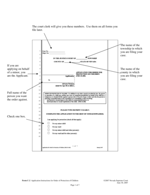 Nevada Order of Protection for Children Application
