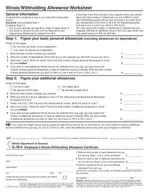 Illinois Withholding Allowance Worksheet