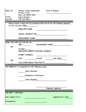 W-2 Reissue Request Form