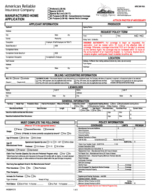 Manufactured Home Insurance Application