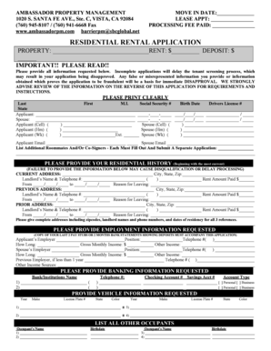 Residential Rental Application