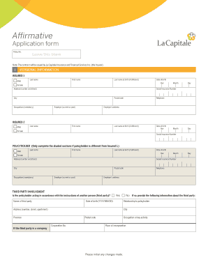 Affirmative Life Insurance Application Form