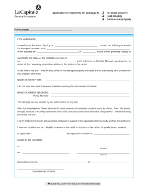La Capitale Indemnity Claim Form